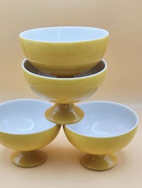 Mid- Century Yellow Ceramic Dessert Cups - Set of 4